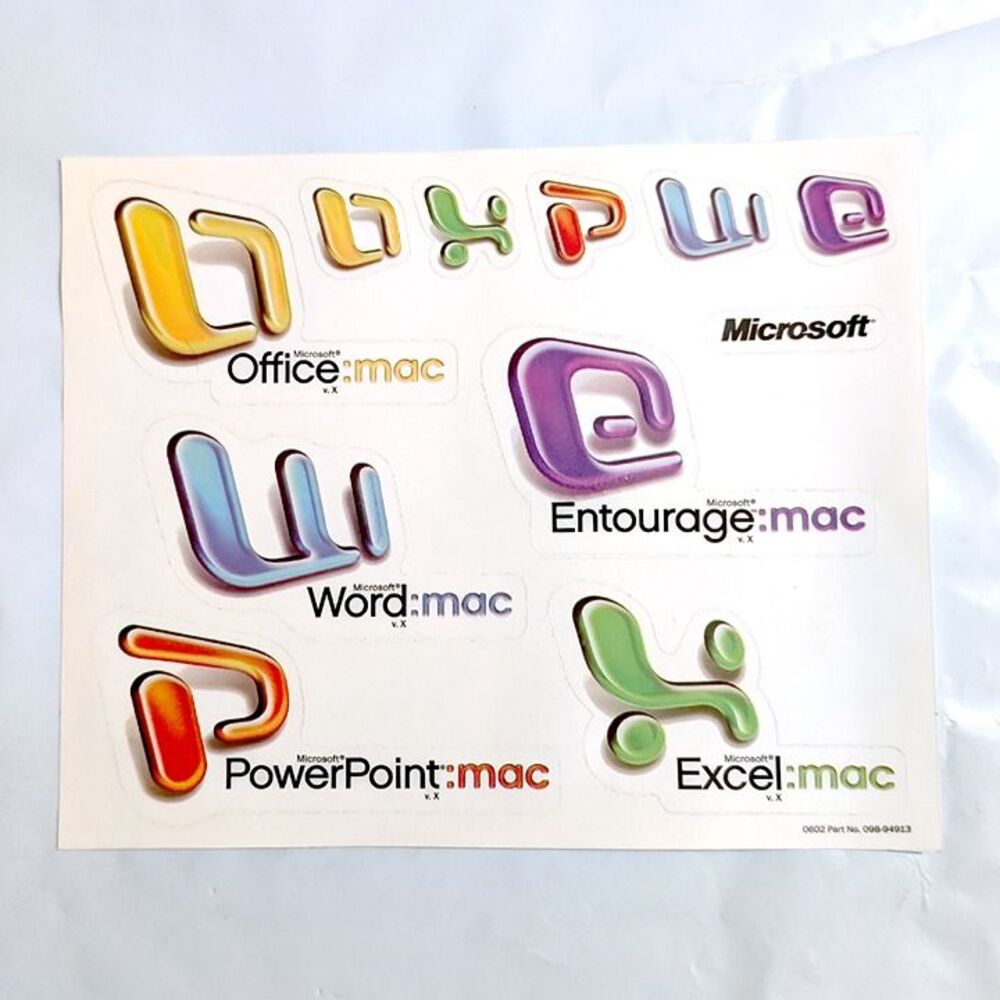 Vintage Microsoft Office V.x Mac Stickers 2001 Y2K Retro Collectible Computer